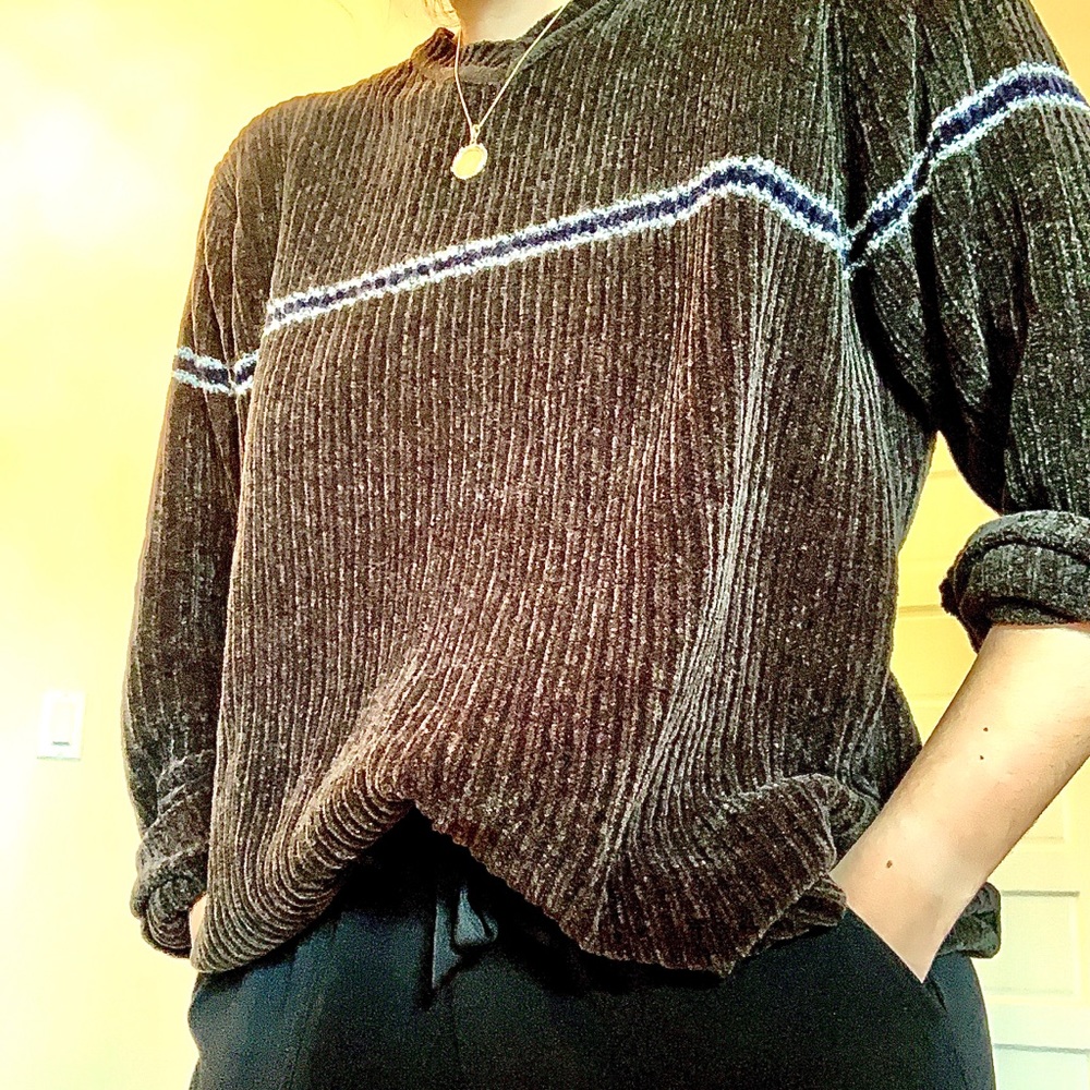 Croft & Barrow Corduroy Chocolate V Neck Sweater